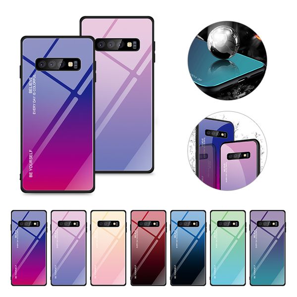 

bxm gradient color tempered glass phone case for samsung s10 s10e s10 plus sell fashion phone cover