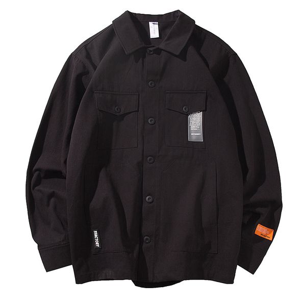 

spring autumn 2020 clothing brand personality printing hong kong style thin jacket men's lapel tooling casual student coat, Black;brown