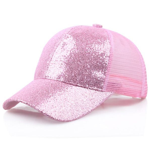 

2019 baseball cap men women casual sport sequin sun hat messy bun snapback mesh cap summer hat, Blue;gray