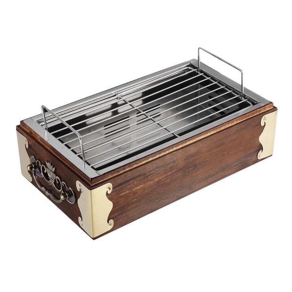 

portable wood stainless steel bbq grill barbecue cooking tools charcoal barbecue stove camping bbq tools kitchen accessor