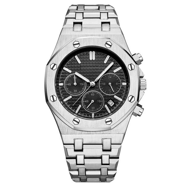 

оптовые мужские женщины роскошные часы royal oak offshore из нержавеющей стали все циферблат работы chrono дизайнерские часы кварцевые мужск, Slivery;brown