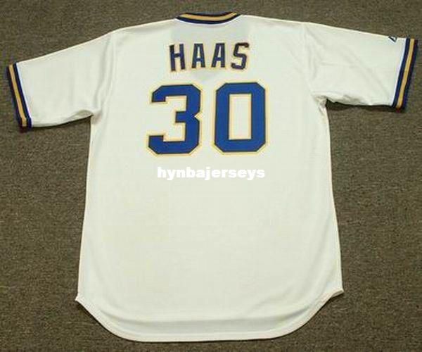 

custom moose haas milwaukee stitched 1977 throwbacks home baseball jersey retro mens jerseys shirt, Blue;black
