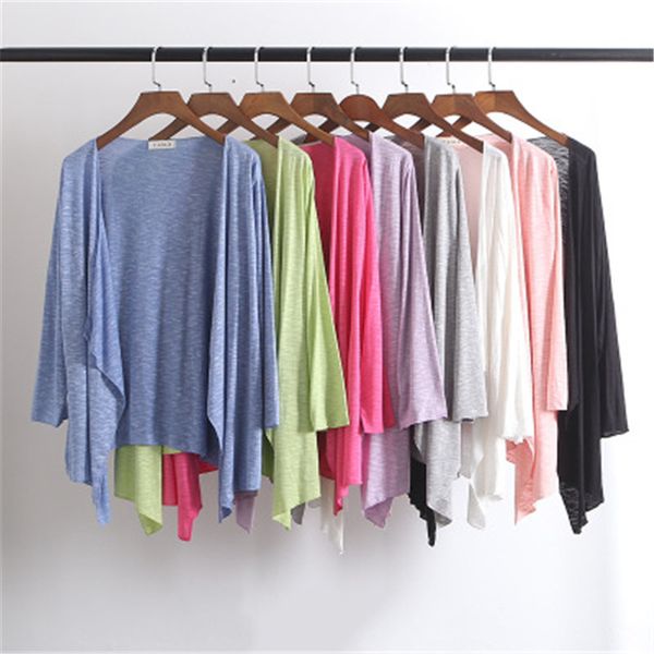 

korean 2019 women's cardigan summer female large size loose thin cotton short paragraph shawl air conditioning shirt pz1536, White