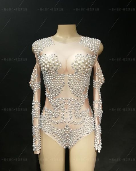 

nightclub bar female guest stage costume heavy handmade high-end pearl rhinestone fake meat piece shorts costumes dj, Black;white