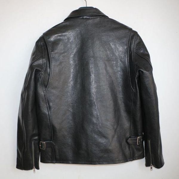 

высокого конец мужского мотоцикла кожаного пальто реального бизнес пальто овчина сыпучей кожи мужских шорт ветрозащитной, Black