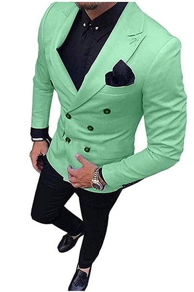 Marca New Mint Green Men Wedding Tuxdos trespassado Noivo Smoking Excelentes Men Jacket Blazer 2 Piece Suit (Jacket + Calças + Tie) 2664