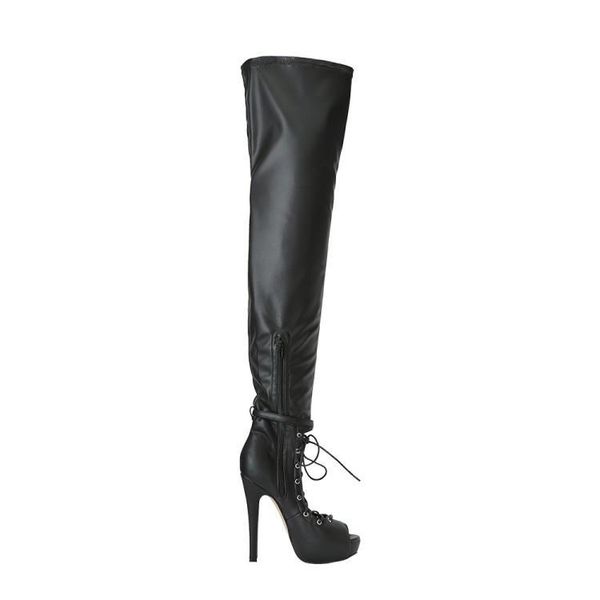 womens black leather thigh high boots