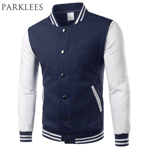 

classic navy blue varsity jacket men/women 2017 autumn mens fashion fleece college baseball jackets bomber veste homme xxxl, Black;brown