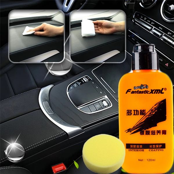 

new 1pc 120ml car automotive interior auto & leather renovated coating paste maintenance agent+1pc sponge car accessories 0919#2