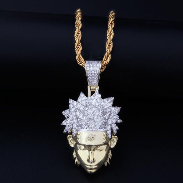 

мультяшный персонаж наруто кулон ожерелье мужчины iced out cz ожерелье для мужчин женщин хип-хоп панк-рок подвески ювелирные изделия подарки, Silver