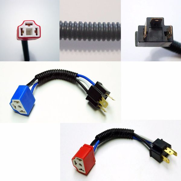 

pa led 4 x h4 9003 lamp ceramic plug headlight harness wiring wire socket heavy duty with plug
