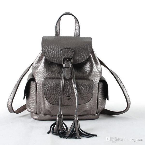 

new fashion backpack style genuine leather handbags preppy styl tassel travelling bags drawstring design big capacity bags