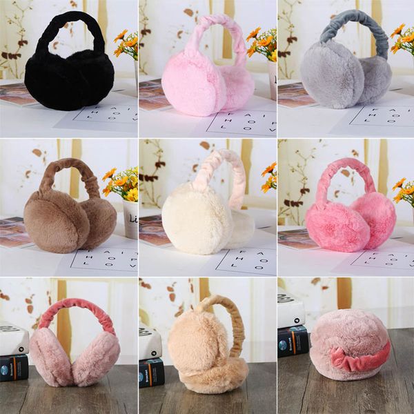 

earmuff plush warm foldable solid color gift for winter women lady sport outdoor 19ing, Blue;gray