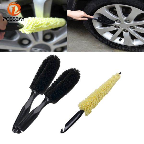 

possbay car wire wheel hub brush handle wash cleaning tool sponges wheel rims tire auto motorcycle scrub brush dust tool