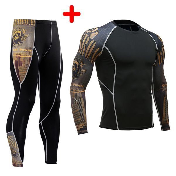 

men's compression sport running sportswear sets sport set pants underwear thermal running jogging gym quick dry, Black;blue