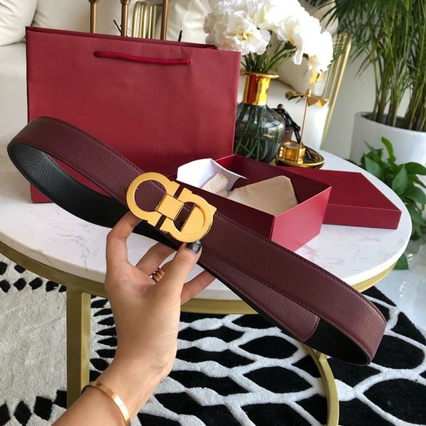 

New Simple Needle Buckle Leather Strap Gold and Sliver Buckle Brown Blue Black Red Brand Men Women Designer Belts Box Size 3.5cm Width