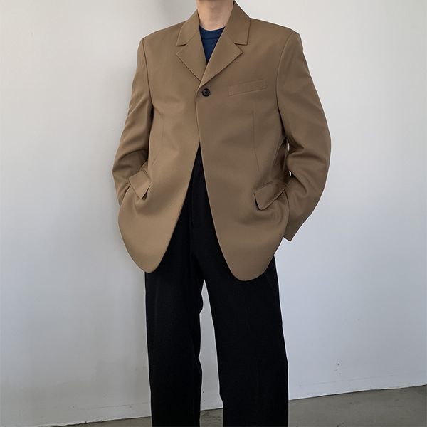 

men's suits & blazers 2021 spring and autumn youth solid color loose small suit fashion casual wild one buckle khaki / black, White;black
