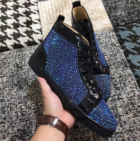 

winter designer strass red bottom high rhinestone sneakers men,women walking fasmous casual walking dress wedding, Black