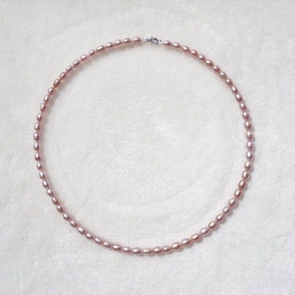 

new natural freshwater 4-5mm pearl rice grain shape necklace wild simple 925 sterling silver clasp