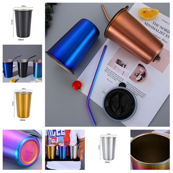 

stainless steel coffee mugs 5 colors beer cup tea juice milk drink tumbler outdoor camping travel mugs t2i5079
