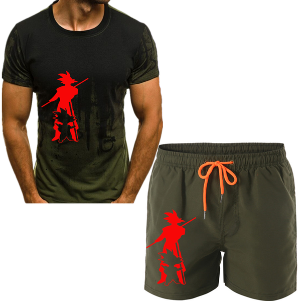 

2020 summer men's sets t shirts+shorts two pieces sets casual tracksuit new male casual tshirt fitness trousers men se, Gray