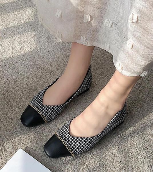 

2020 women's flat shoes ballet shoes breathable knit pointed moccasin mixed color women's soft women zapatos mujer, Black