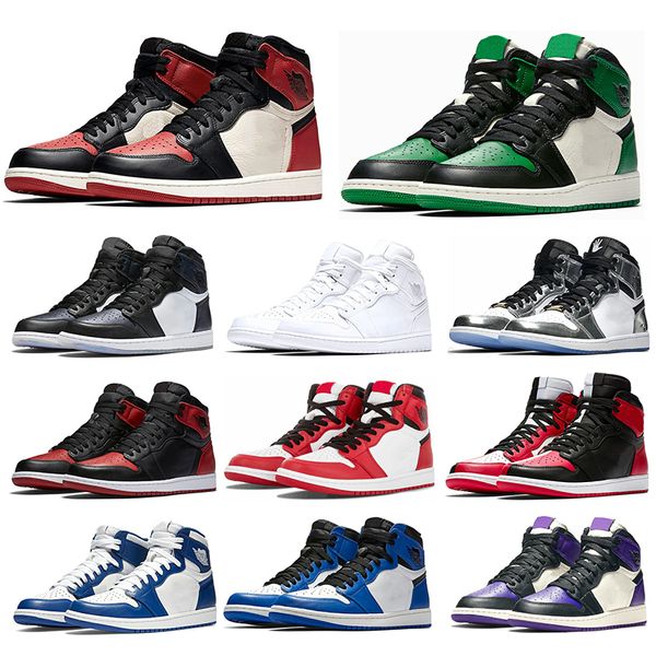 

1 1s mens basketball shoes bred toe pine green court purple chicago og game royal blue sports sneaker designer trainers size 7-11
