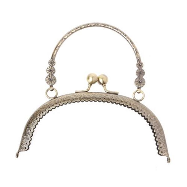 

metal frame kiss clasp lock handle arch for diy purse bag clasp lock accessories 16.5cm, Black