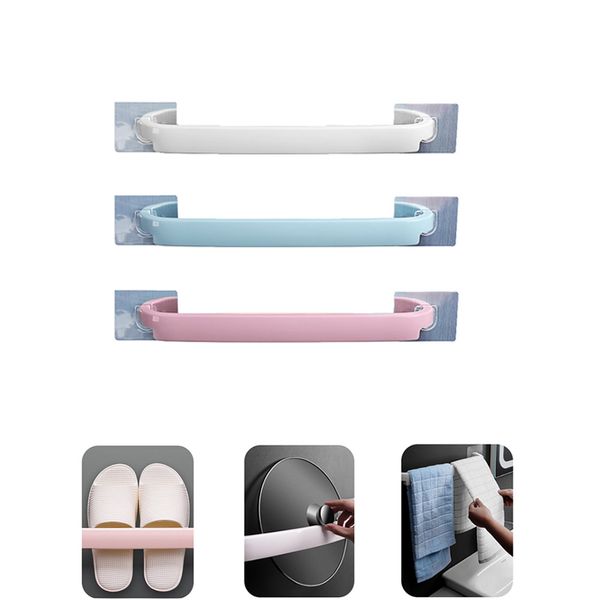 

wall-mounted punch-plastic sticky hanging shoes towel bar shelf rack bathroom kitchen hanger storage holder accessories