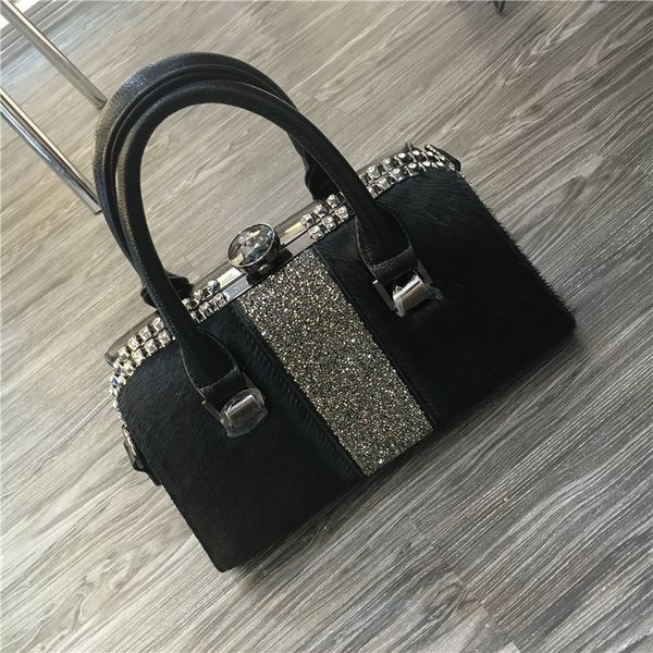 

fashion handbag 2020 new horsehair clip drill bags women crossbody bags women shoulder boston bag tote