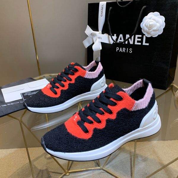 

brand luxury ladies casual shoes, fashion color-blocking sweater knitted sneakers, size 35-41 with original box,cc