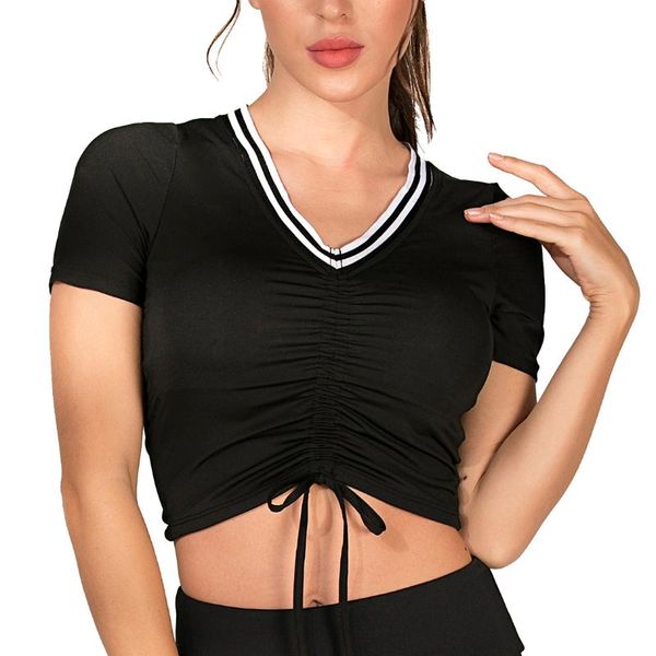 

women's yoga workout shirts activewear open back sports shirt, White;red