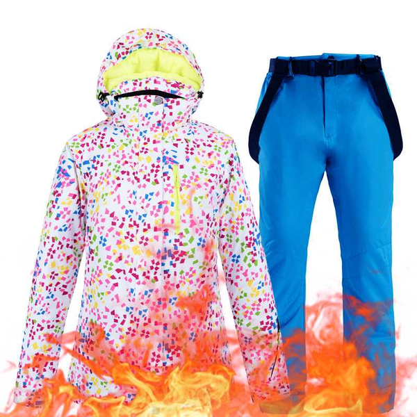 

ski suit for women waterproof windproof thicken warm skiing jacket and snowboarding pants set female snow parka coat cyf254