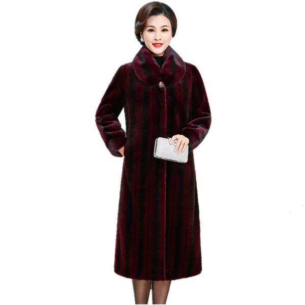 

haute couture women fur coat long winter fur coats korean style luxury clothes imitation mink womens faux jacket warm k4248, Black