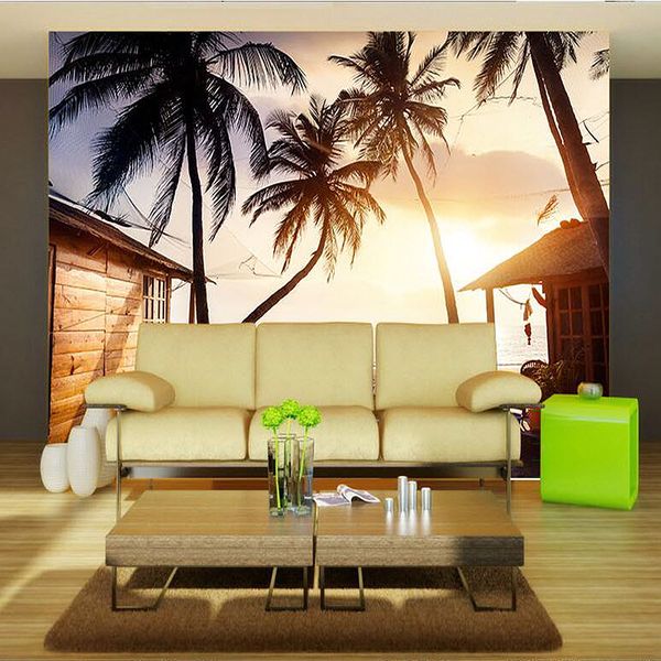 

modern minimalist 3d p wallpaper wall mural non-woven coconut tree wall paper hallway living room tv wall home decoration