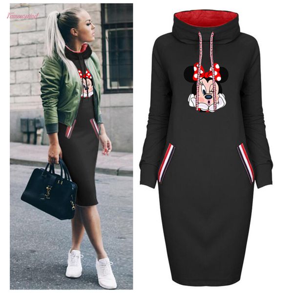 

2020 winter dress women cute cartoon plus size bodycon dresses vintage clothes woman party casual women winter black kawaii dress new, Black;gray