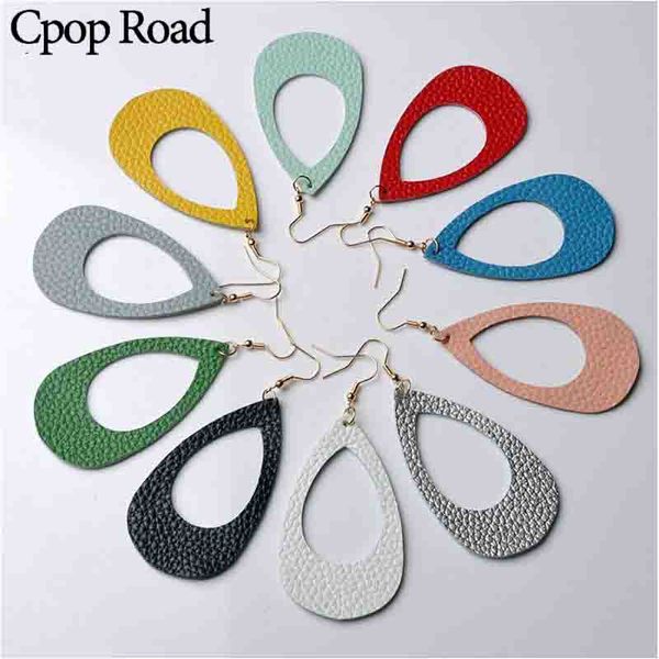 

cpop оригинальные серьги из кожи для женщин teardrop hollow заявление модные серьги хооп мода ювелирные изделия женский простые современные, Silver