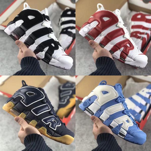 

2019 new air more tri-color uptempo qs 96 bsidian bordeaux olympic bulls unc gym red men casual shoes 3m scottie pippen casual shoes, Black