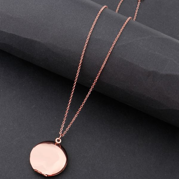 

blank round shape pendant tag p frame locket memorial men women necklace, Silver