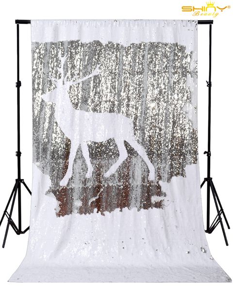 

large size 4x10ft white and silver mermaid reversible sequin curtain backdrop for wedding/christmas/ new year decoration-ar
