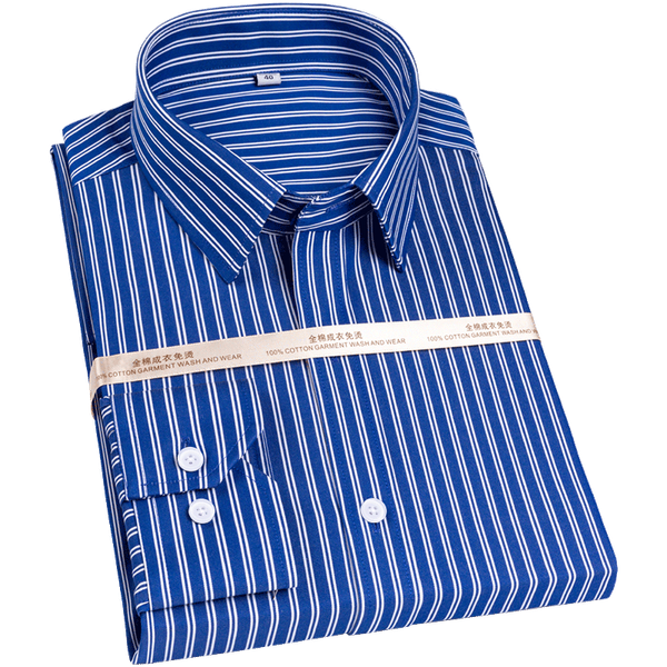 

high grade 100% cotton non-iron formal striped shirts for men anti-wrinkle high density cotton male checkered plaid dress shirt, White;black