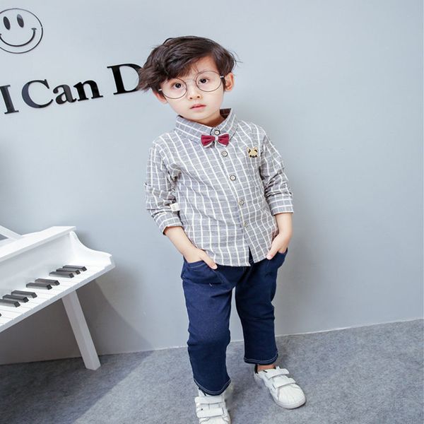 

baby boys long sleeve gentleman suit for boys children clothing cute bottle pattern shirts+pants suits set, White