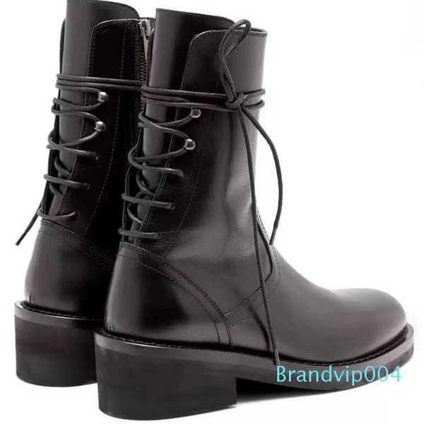 

new pattern fashion and quality anterior and posterior latest women designer boots martin desert leather flat boots, Black
