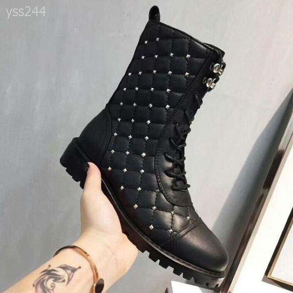 

2020 high-end knight boots authentic plus velvet boots autumn and winter with flat bottom boots waterproof motorcycle boot size 35-40, Black