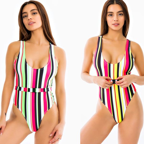

women one piece swimwear stripe buckle woman bikini swimwear women one piece bathing suit ladies swimsuit traje de ba o mujer