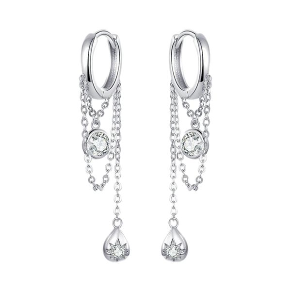 

fashion zircon women's earrings simple style earrings tassel long studs fashion jewelry wedding, Golden;silver