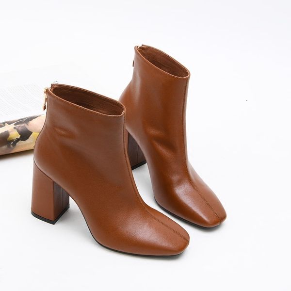 

head layer cowhide with red genuine leather short boots high with head low woman boots, Black