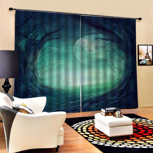 

green curtain forest sunshine curtain office bedroom 3d window luxury living room decorate cortina