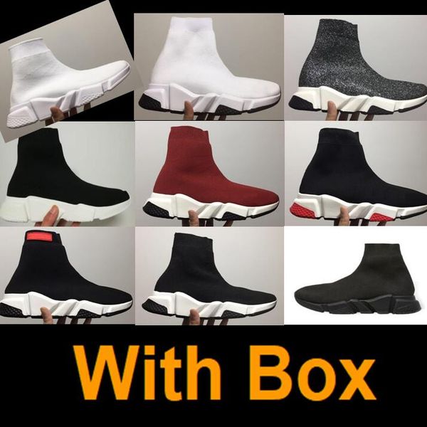 

2019 paris sock shoe original luxury designer speed trainers knit sock knit running shoes mens women with box ing