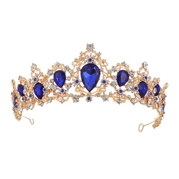 

baroque crown crystal bridal tiaras crown vintage gold hair accessories wedding rhinestone diadem pageant crowns, Golden;white